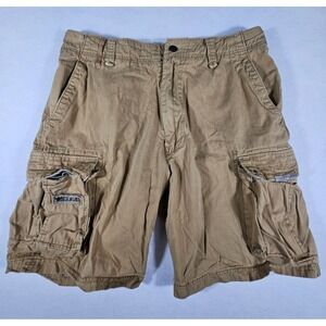 WearFirst Mens Khaki Tan Cotton Twill Cargo‎ Shorts Utility Pockets Size 34
